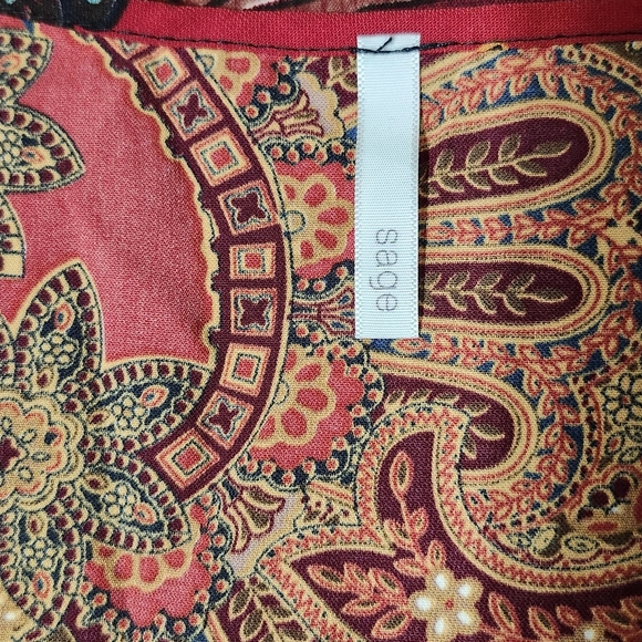 Sage Red Paisley Jumpsuit. - Picture 2 of 7